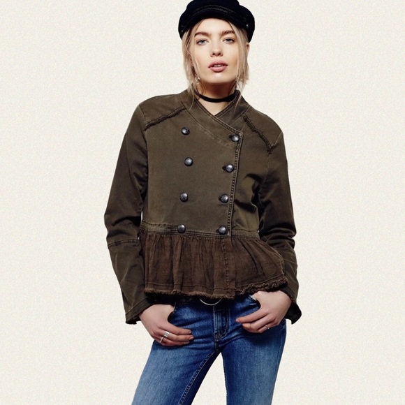 Free People Flared Hem Military Jacket - Picture 2 of 10